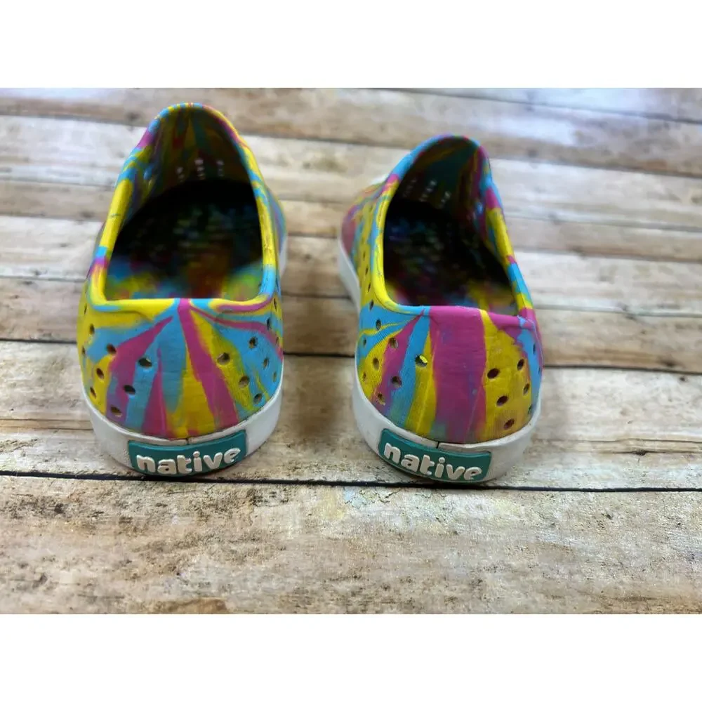 Native Shoes Jefferson Shoes Kids Size C10 Rainbow Tie Dye Slip On Water Beach